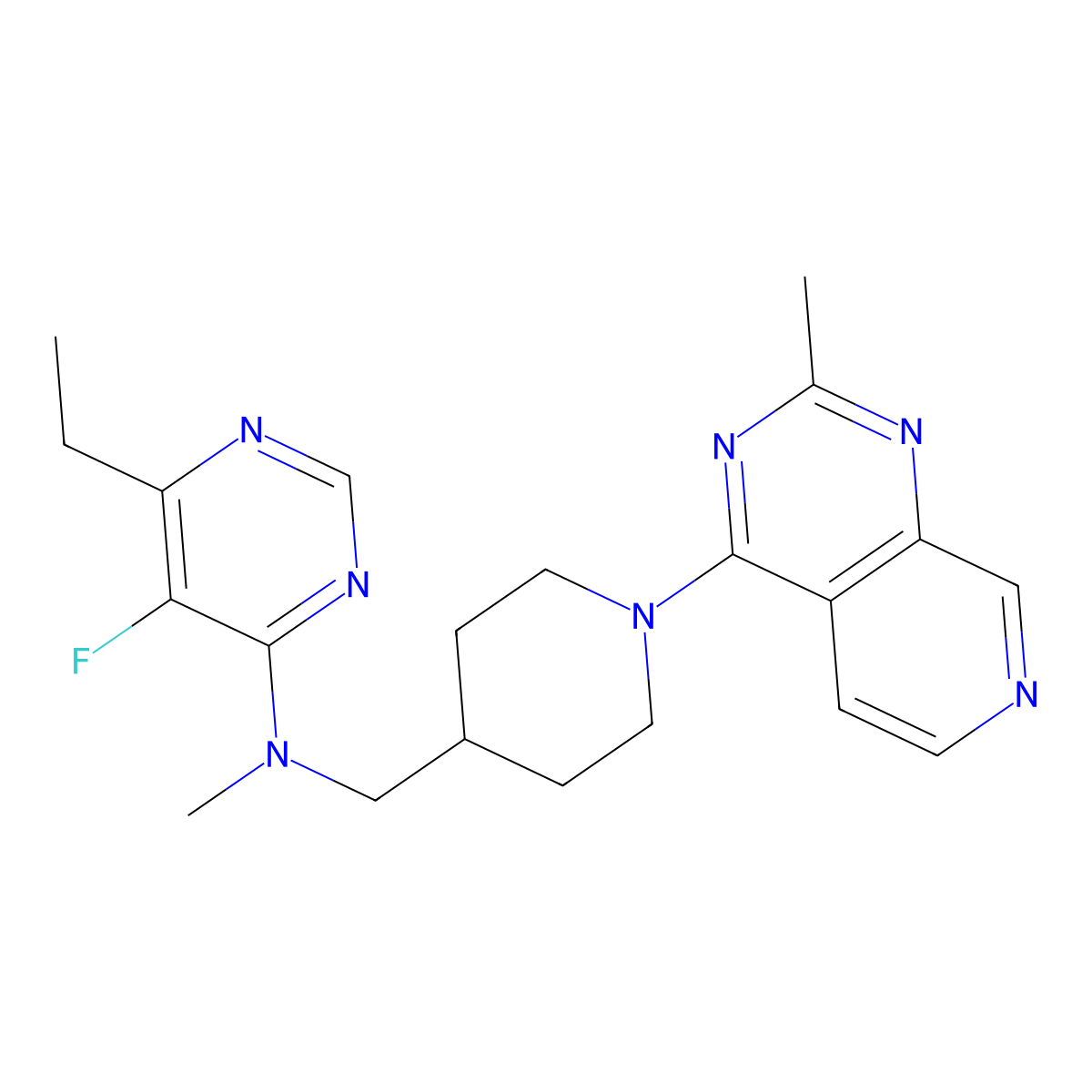 6-ethyl-5-fluoro-N-methyl-N-[(1-{2-methylpyrido[3,4-d]pyrimidin-4-yl}piperidin-4-yl)methyl]pyrimidin-4-amine molecular structure, CAS 2640819-52-7