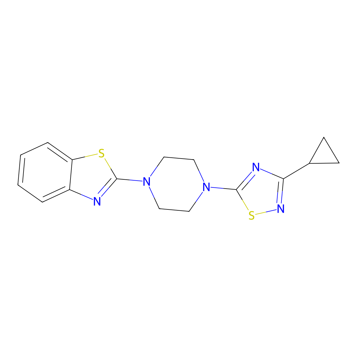 2-[4-(3-Cyclopropyl-1,2,4-thiadiazol-5-yl)piperazin-1-yl]-1,3-benzothiazole molecular structure, CAS 2640819-54-9