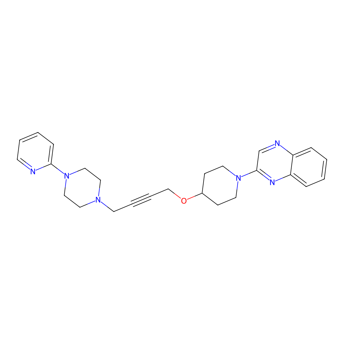 2-[4-({4-[4-(Pyridin-2-yl)piperazin-1-yl]but-2-yn-1-yl}oxy)piperidin-1-yl]quinoxaline molecular structure, CAS 2640819-68-5