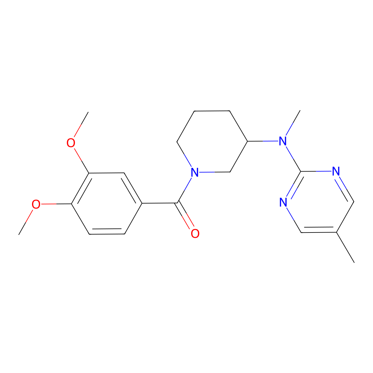 N-[1-(3,4-dimethoxybenzoyl)piperidin-3-yl]-N,5-dimethylpyrimidin-2-amine molecular structure, CAS 2640821-09-4