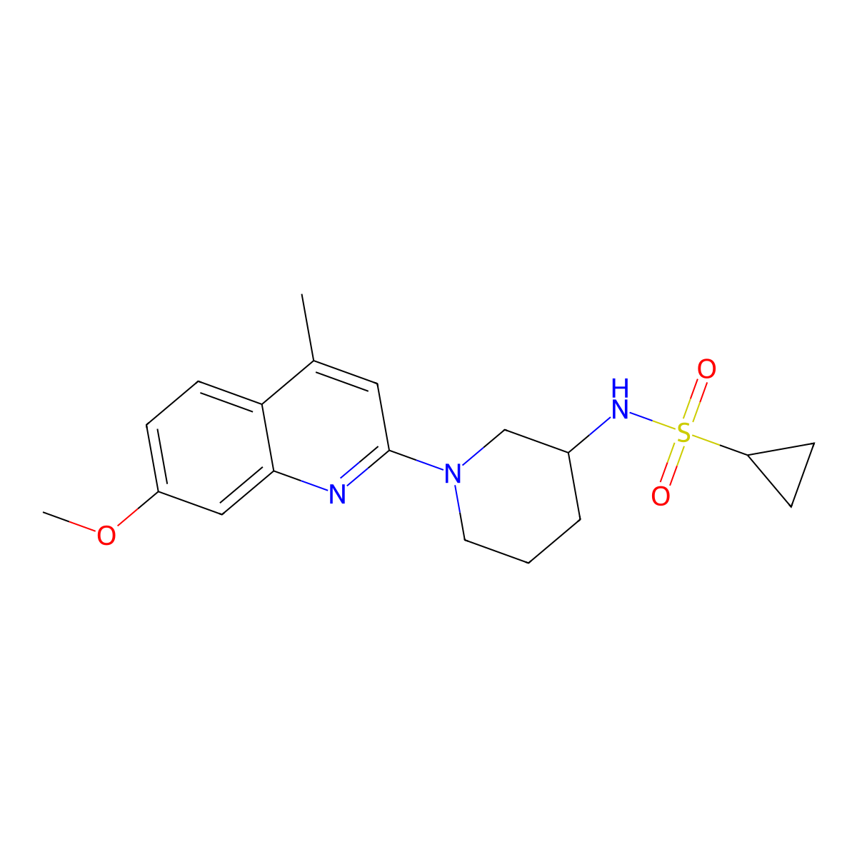 N-[1-(7-methoxy-4-methylquinolin-2-yl)piperidin-3-yl]cyclopropanesulfonamide molecular structure, CAS 2640821-11-8