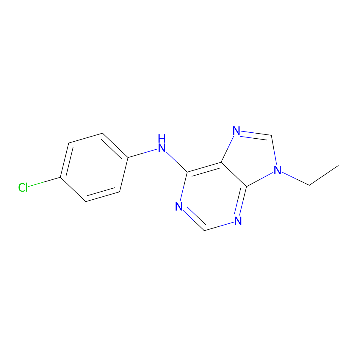 N-(4-chlorophenyl)-9-ethyl-9H-purin-6-amine molecular structure, CAS 2640821-15-2
