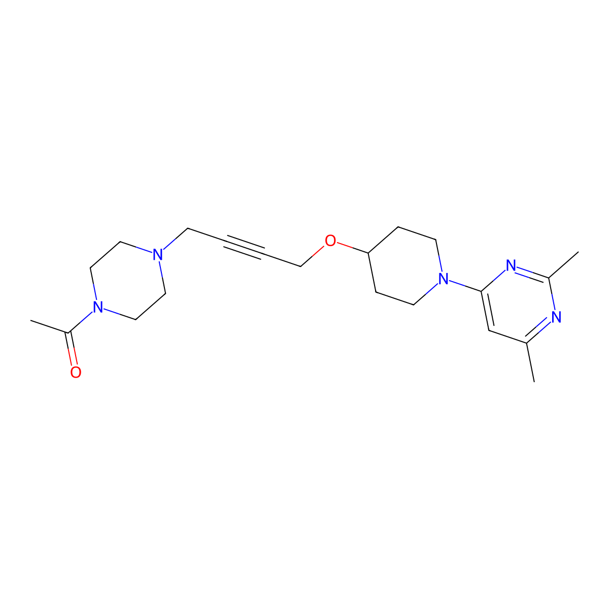 1-[4-(4-{[1-(2,6-Dimethylpyrimidin-4-yl)piperidin-4-yl]oxy}but-2-yn-1-yl)piperazin-1-yl]ethan-1-one molecular structure, CAS 2640821-21-0