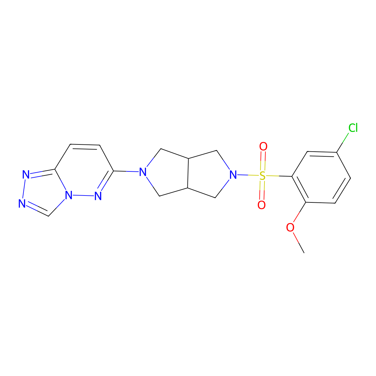 2-(5-Chloro-2-methoxybenzenesulfonyl)-5-{[1,2,4]triazolo[4,3-b]pyridazin-6-yl}-octahydropyrrolo[3,4-c]pyrrole molecular structure, CAS 2640821-22-1