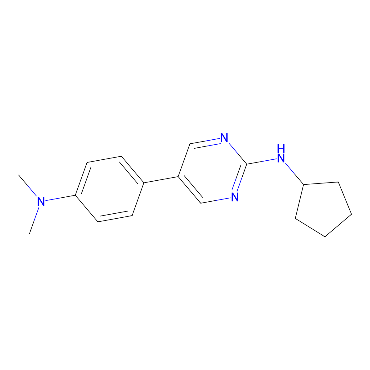 N-cyclopentyl-5-[4-(dimethylamino)phenyl]pyrimidin-2-amine molecular structure, CAS 2640821-26-5