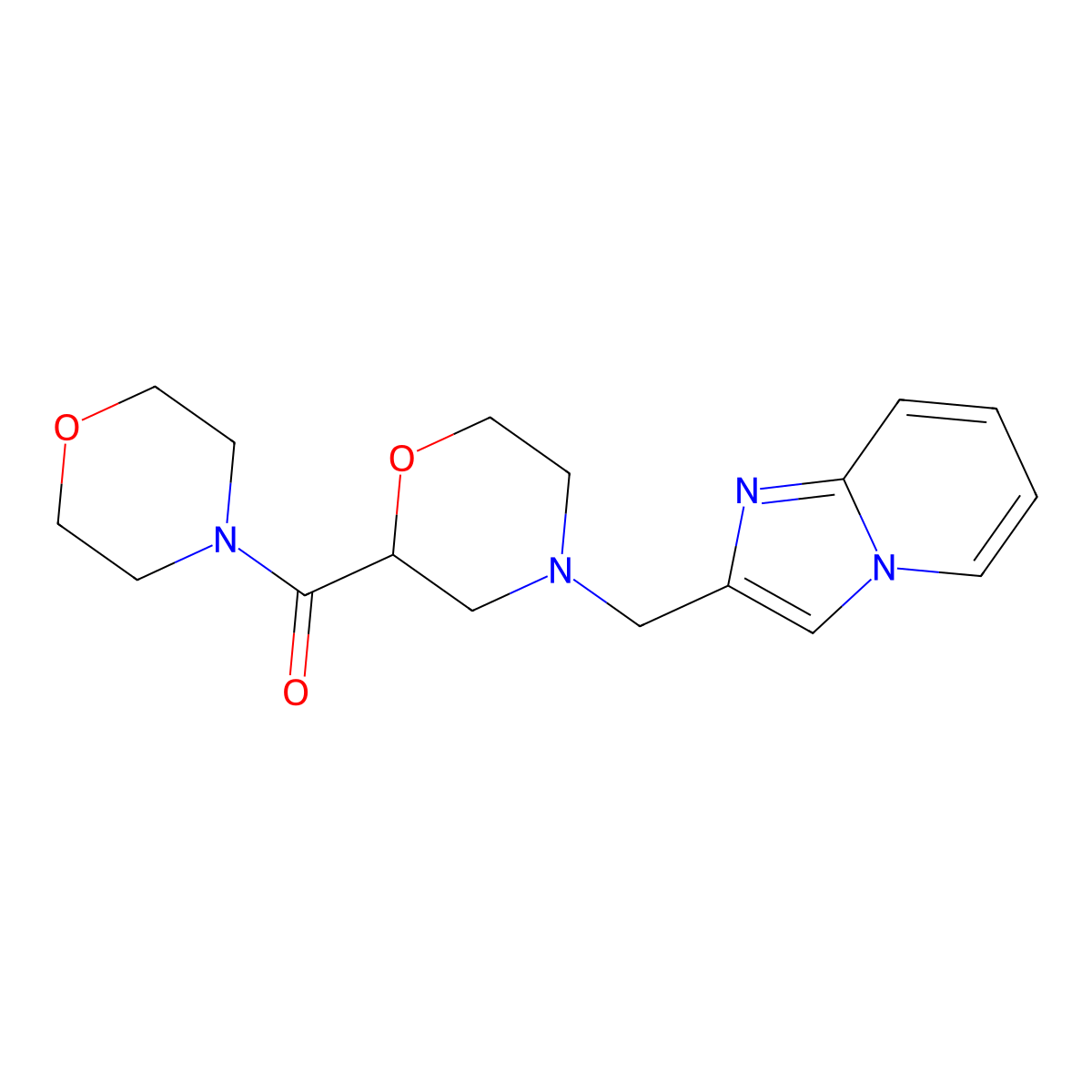 4-({Imidazo[1,2-a]pyridin-2-yl}methyl)-2-(morpholine-4-carbonyl)morpholine molecular structure, CAS 2640821-27-6