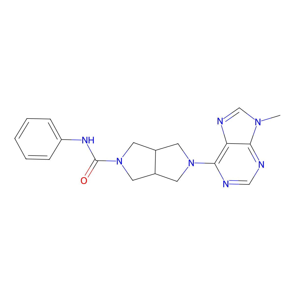 5-(9-methyl-9H-purin-6-yl)-N-phenyl-octahydropyrrolo[3,4-c]pyrrole-2-carboxamide molecular structure, CAS 2640821-29-8