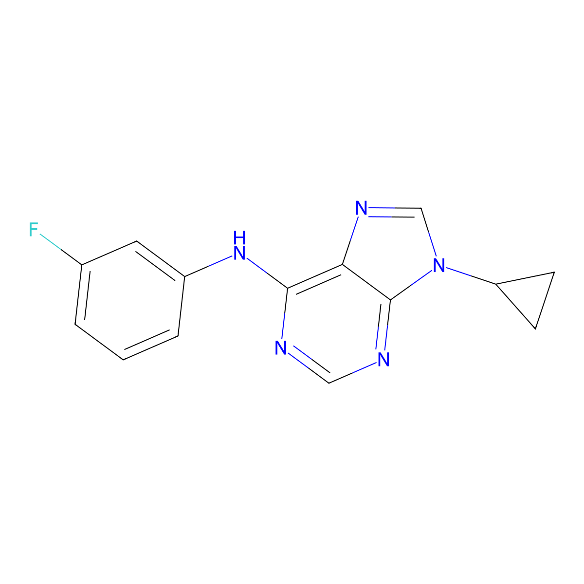 9-cyclopropyl-N-(3-fluorophenyl)-9H-purin-6-amine molecular structure, CAS 2640821-33-4