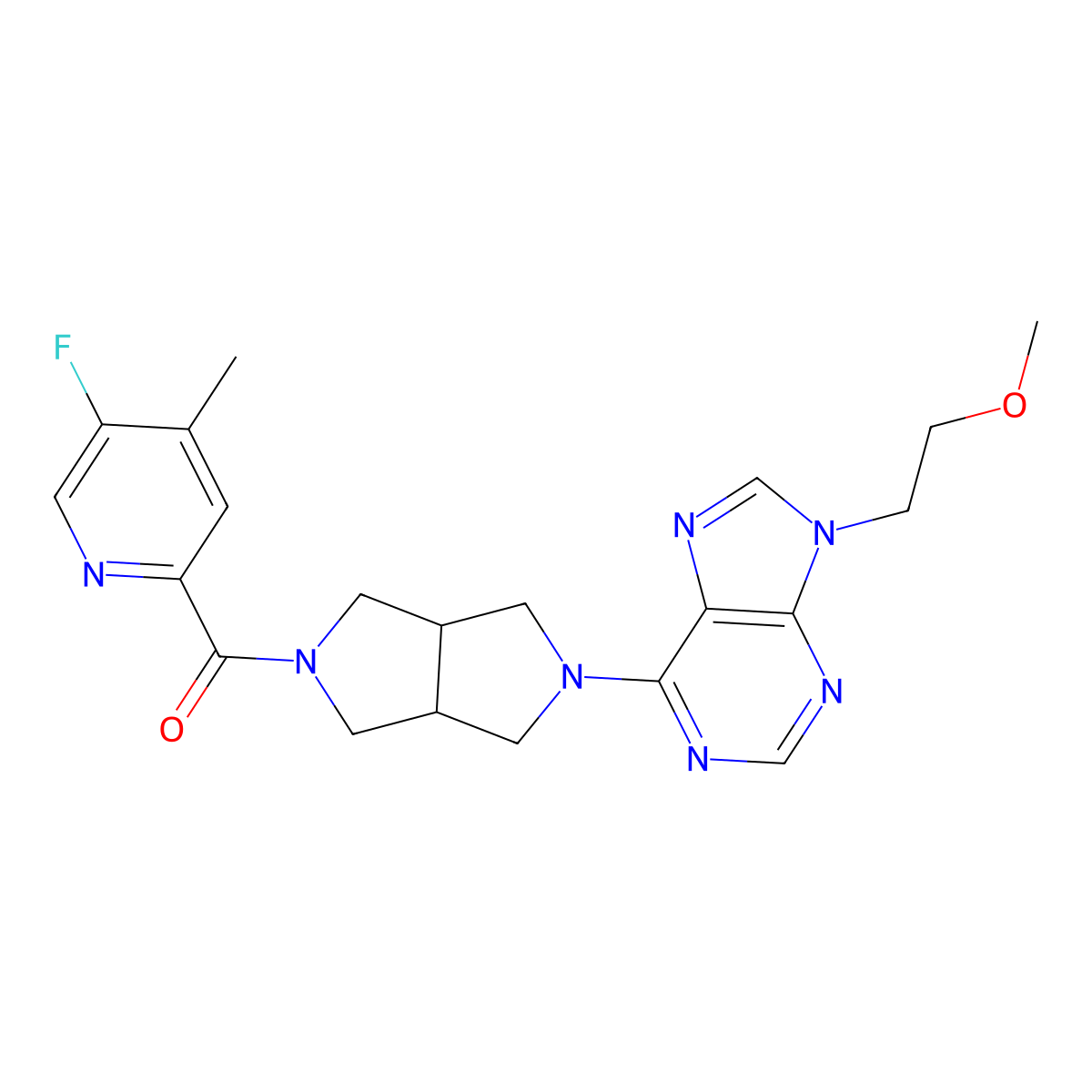 6-[5-(5-fluoro-4-methylpyridine-2-carbonyl)-octahydropyrrolo[3,4-c]pyrrol-2-yl]-9-(2-methoxyethyl)-9H-purine molecular structure, CAS 2640821-37-8