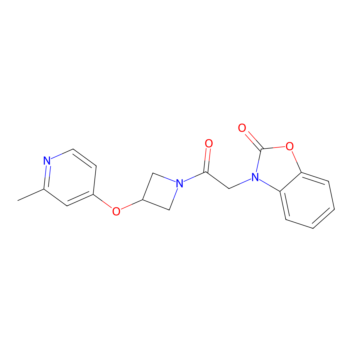 3-(2-{3-[(2-Methylpyridin-4-yl)oxy]azetidin-1-yl}-2-oxoethyl)-2,3-dihydro-1,3-benzoxazol-2-one molecular structure, CAS 2640821-40-3