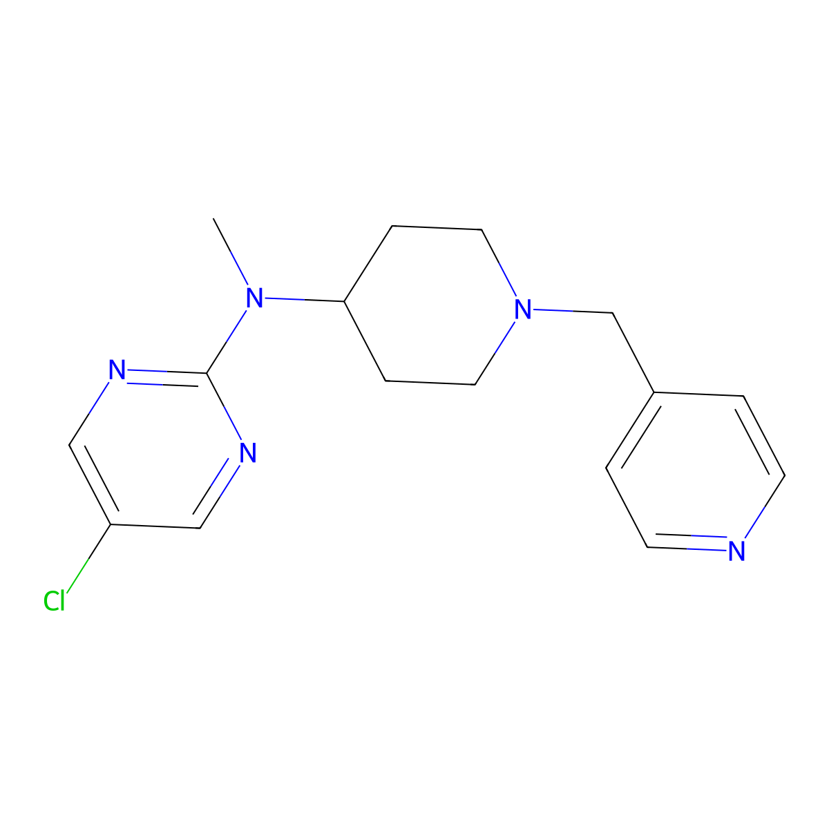 5-chloro-N-methyl-N-{1-[(pyridin-4-yl)methyl]piperidin-4-yl}pyrimidin-2-amine molecular structure, CAS 2640821-42-5