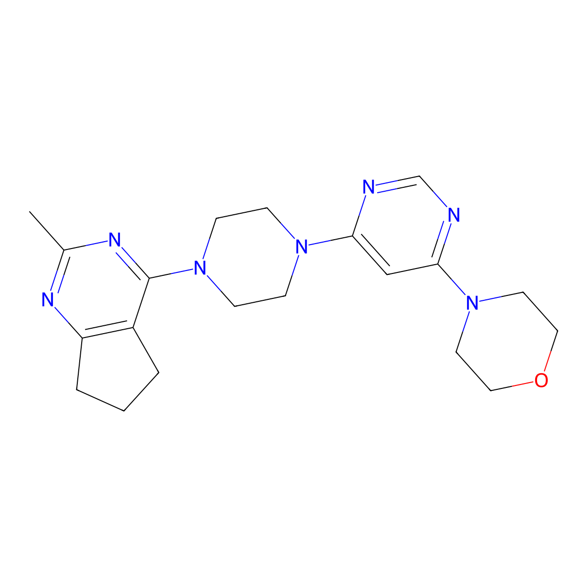 4-[6-(4-{2-methyl-5H,6H,7H-cyclopenta[d]pyrimidin-4-yl}piperazin-1-yl)pyrimidin-4-yl]morpholine molecular structure, CAS 2640821-52-7