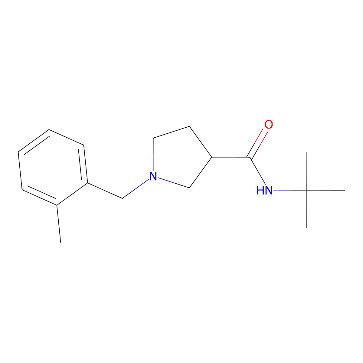 N-tert-butyl-1-[(2-methylphenyl)methyl]pyrrolidine-3-carboxamide molecular structure, CAS 2640821-57-2