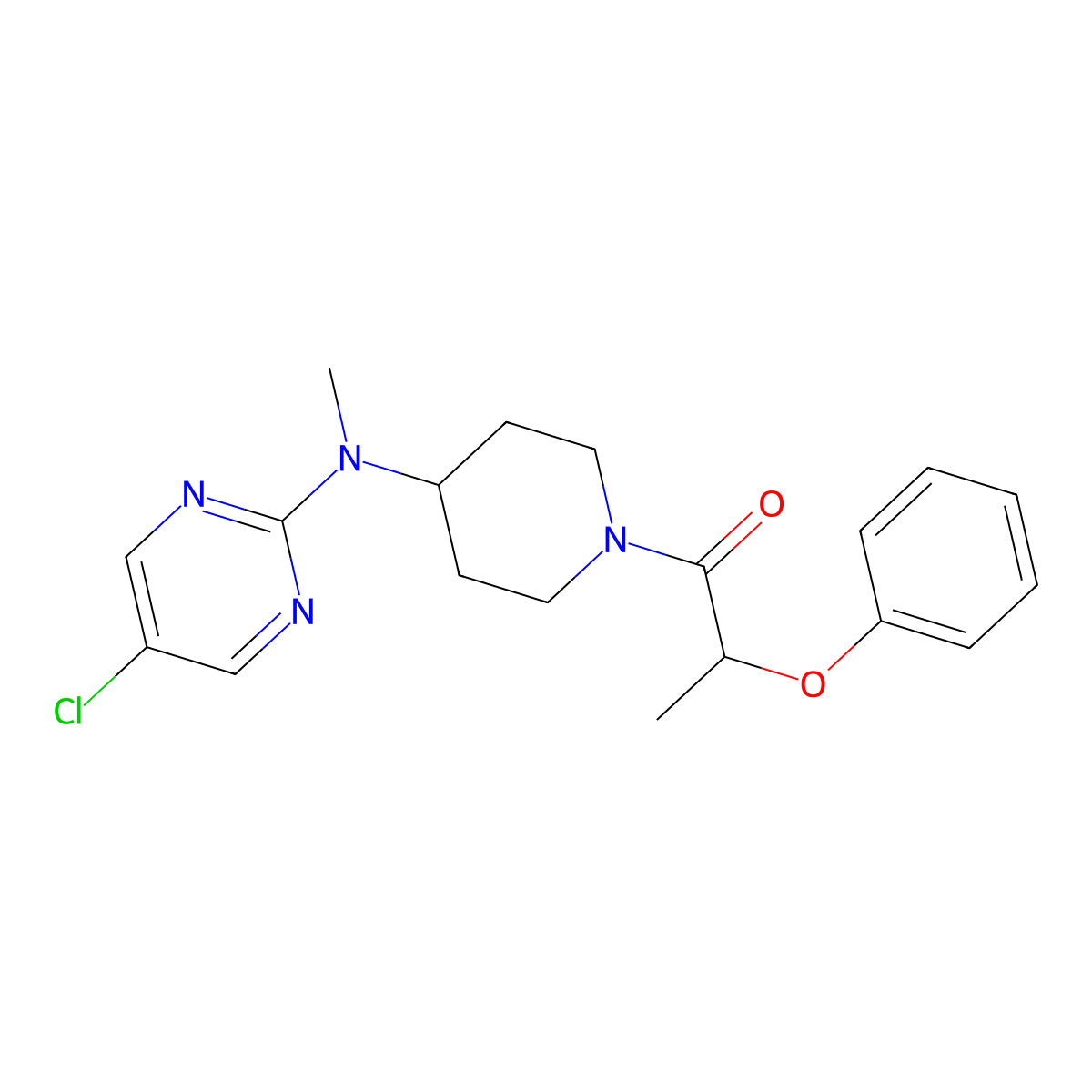 1-{4-[(5-Chloropyrimidin-2-yl)(methyl)amino]piperidin-1-yl}-2-phenoxypropan-1-one molecular structure, CAS 2640821-61-8