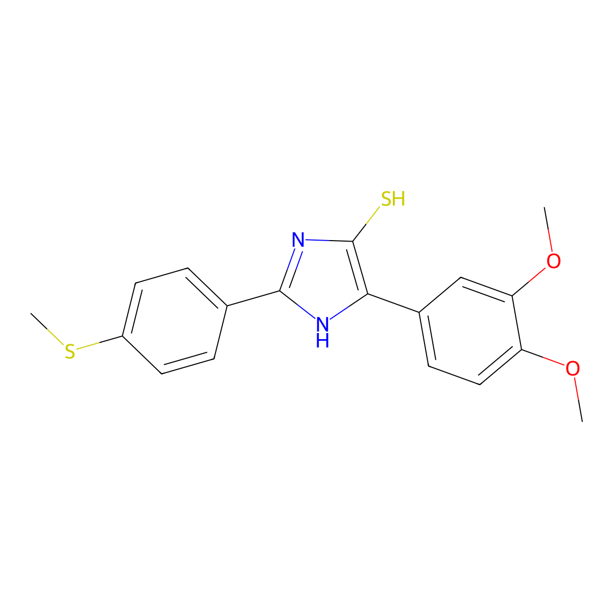 5-(3,4-dimethoxyphenyl)-2-[4-(methylsulfanyl)phenyl]-1H-imidazole-4-thiol molecular structure, CAS 2640821-67-4
