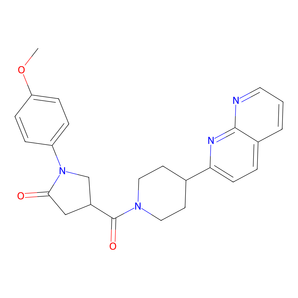 1-(4-Methoxyphenyl)-4-[4-(1,8-naphthyridin-2-yl)piperidine-1-carbonyl]pyrrolidin-2-one molecular structure, CAS 2640821-74-3
