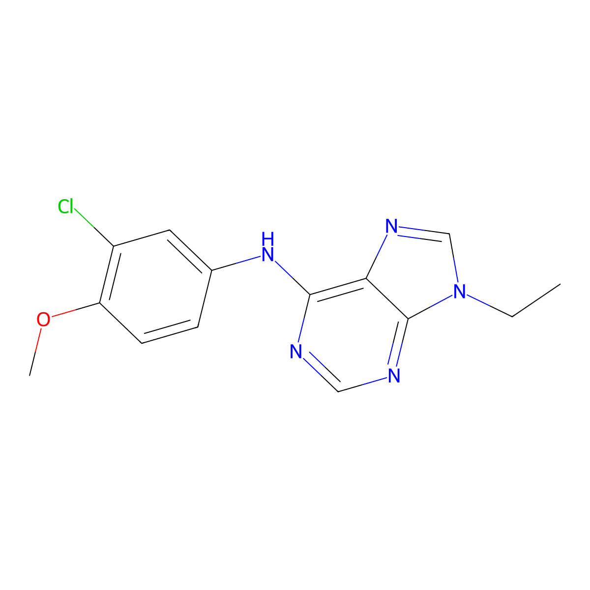 N-(3-chloro-4-methoxyphenyl)-9-ethyl-9H-purin-6-amine molecular structure, CAS 2640821-76-5