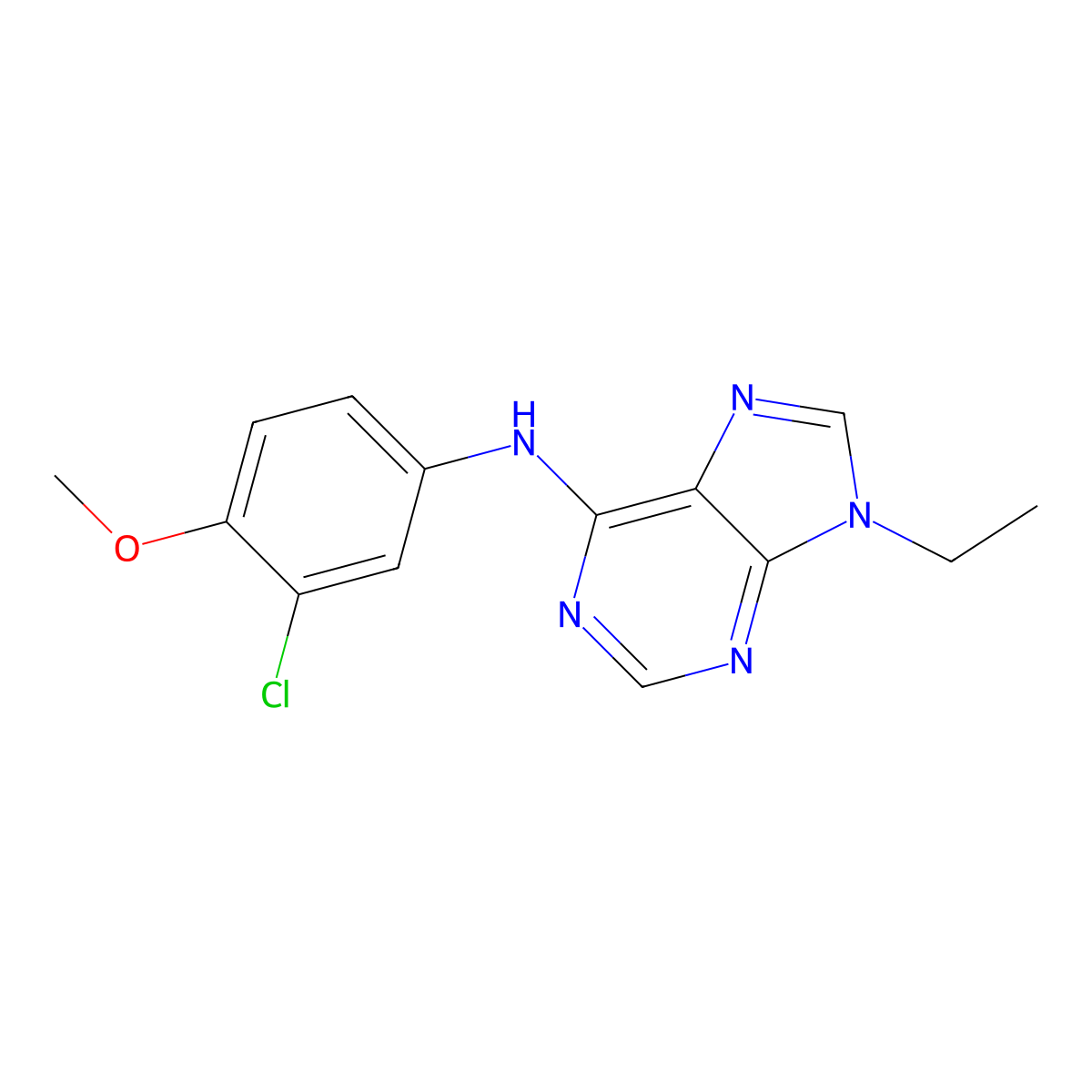 N-(3-chloro-4-methoxyphenyl)-9-ethyl-9H-purin-6-amine molecular structure, CAS 2640821-76-5