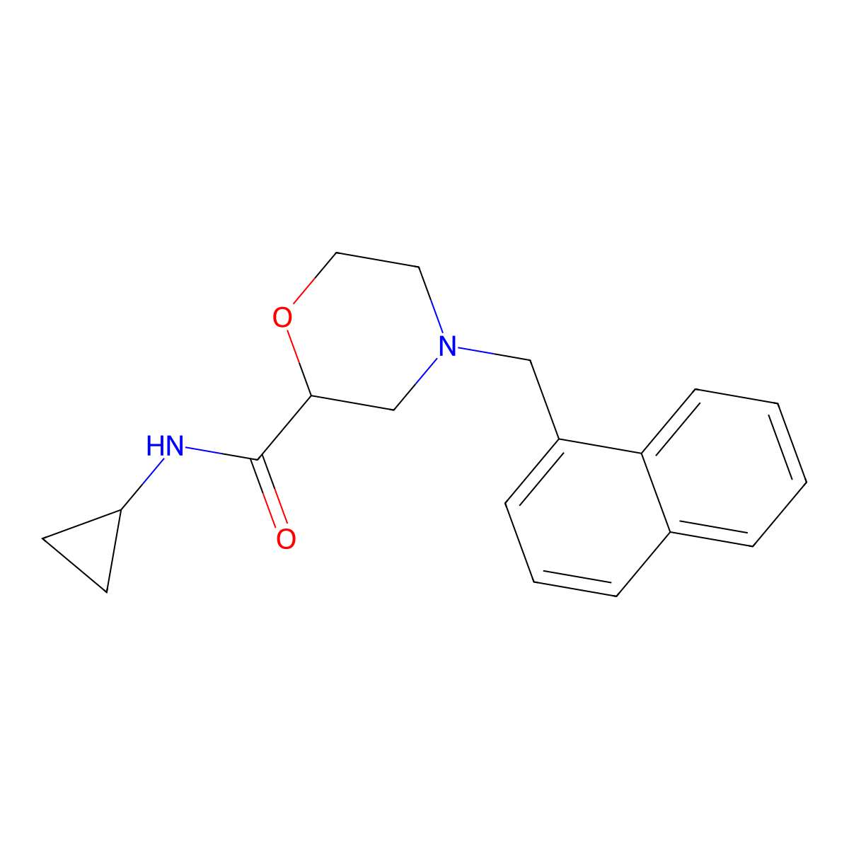 N-cyclopropyl-4-[(naphthalen-1-yl)methyl]morpholine-2-carboxamide molecular structure, CAS 2640821-77-6