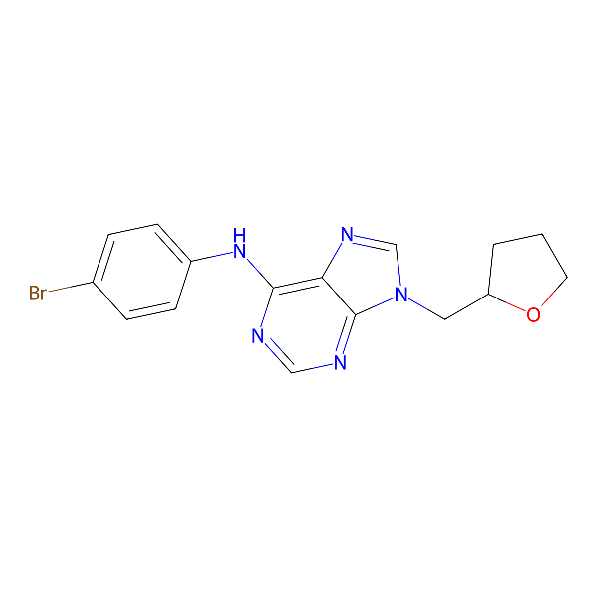 N-(4-bromophenyl)-9-[(oxolan-2-yl)methyl]-9H-purin-6-amine molecular structure, CAS 2640821-78-7
