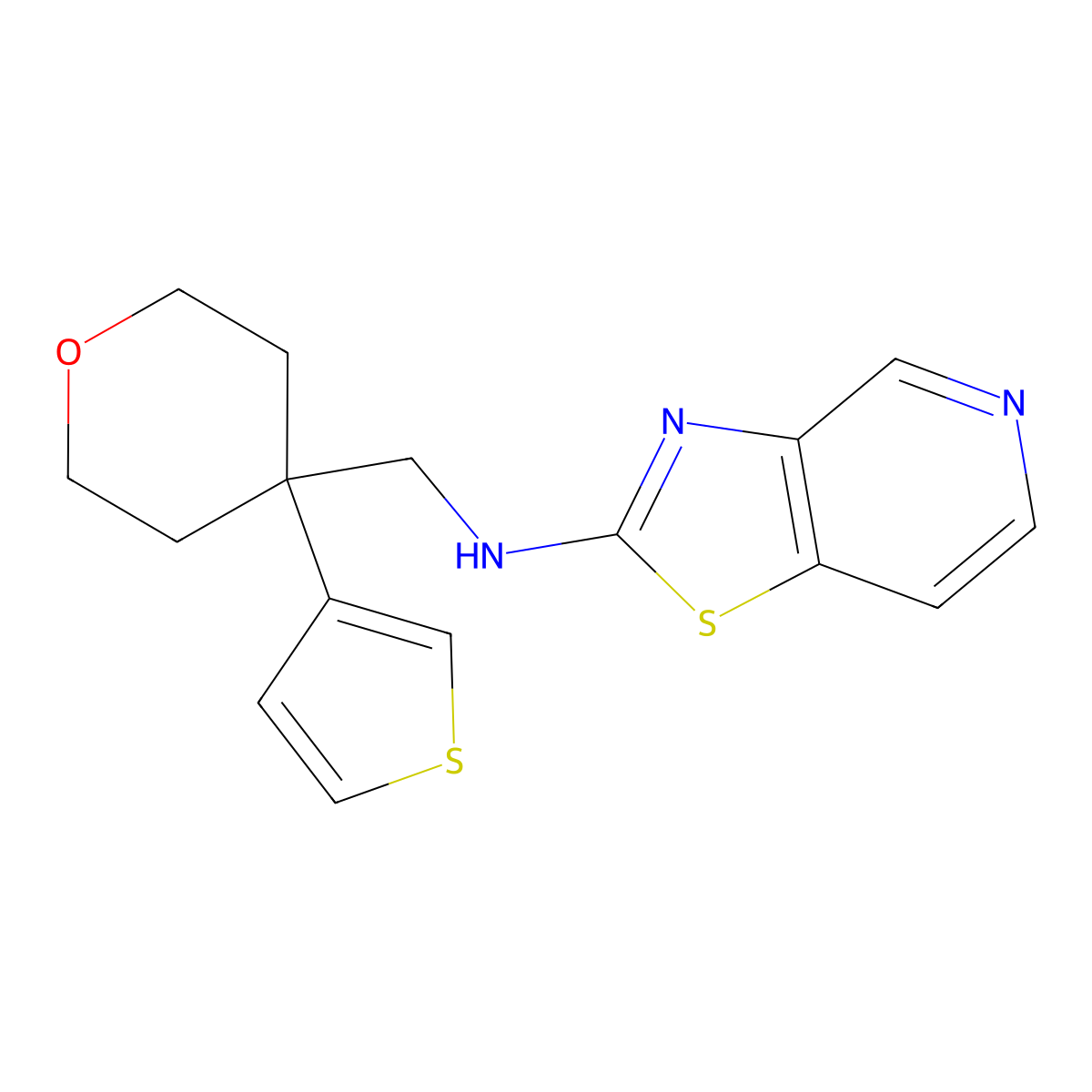 N-{[4-(thiophen-3-yl)oxan-4-yl]methyl}-[1,3]thiazolo[4,5-c]pyridin-2-amine molecular structure, CAS 2640821-81-2