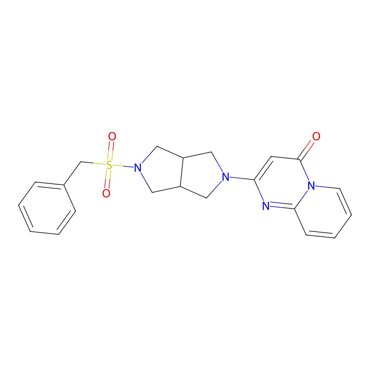 2-{5-phenylmethanesulfonyl-octahydropyrrolo[3,4-c]pyrrol-2-yl}-4H-pyrido[1,2-a]pyrimidin-4-one molecular structure, CAS 2640821-82-3