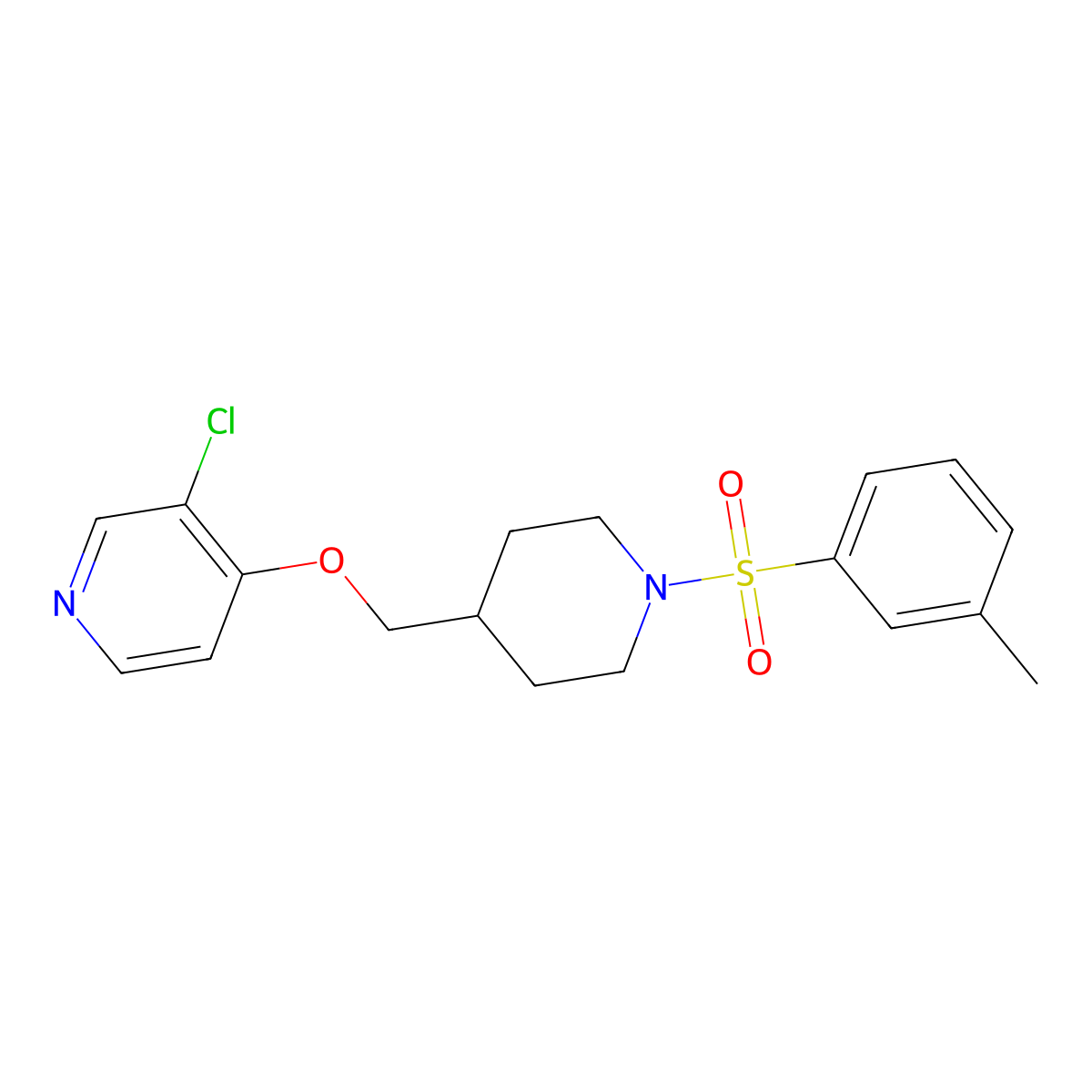 3-Chloro-4-{[1-(3-methylbenzenesulfonyl)piperidin-4-yl]methoxy}pyridine molecular structure, CAS 2640821-85-6
