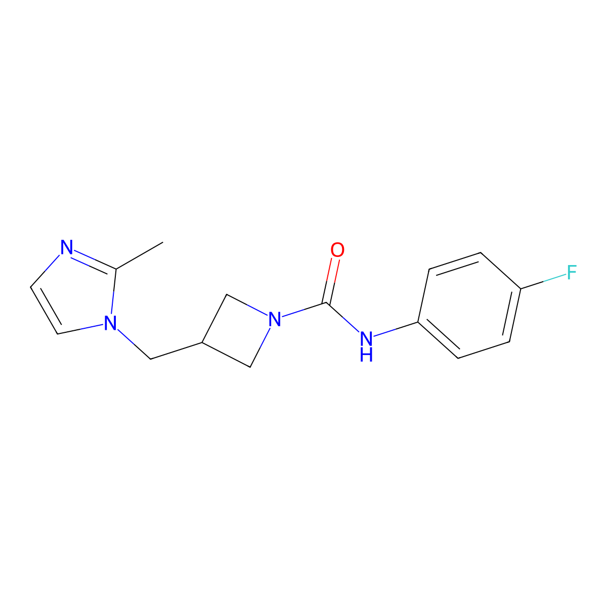 N-(4-fluorophenyl)-3-[(2-methyl-1H-imidazol-1-yl)methyl]azetidine-1-carboxamide molecular structure, CAS 2640821-86-7