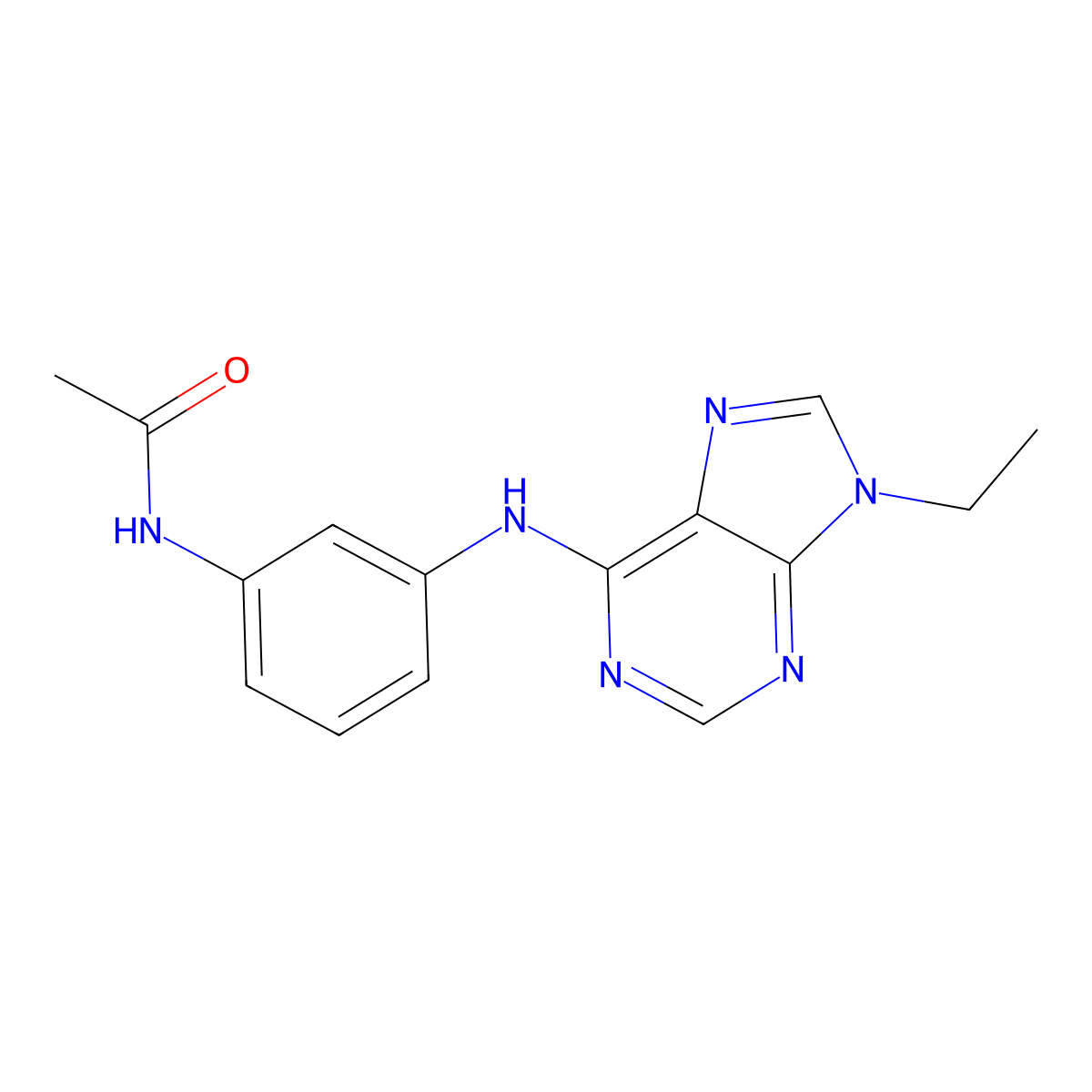 N-{3-[(9-ethyl-9H-purin-6-yl)amino]phenyl}acetamide molecular structure, CAS 2640821-90-3