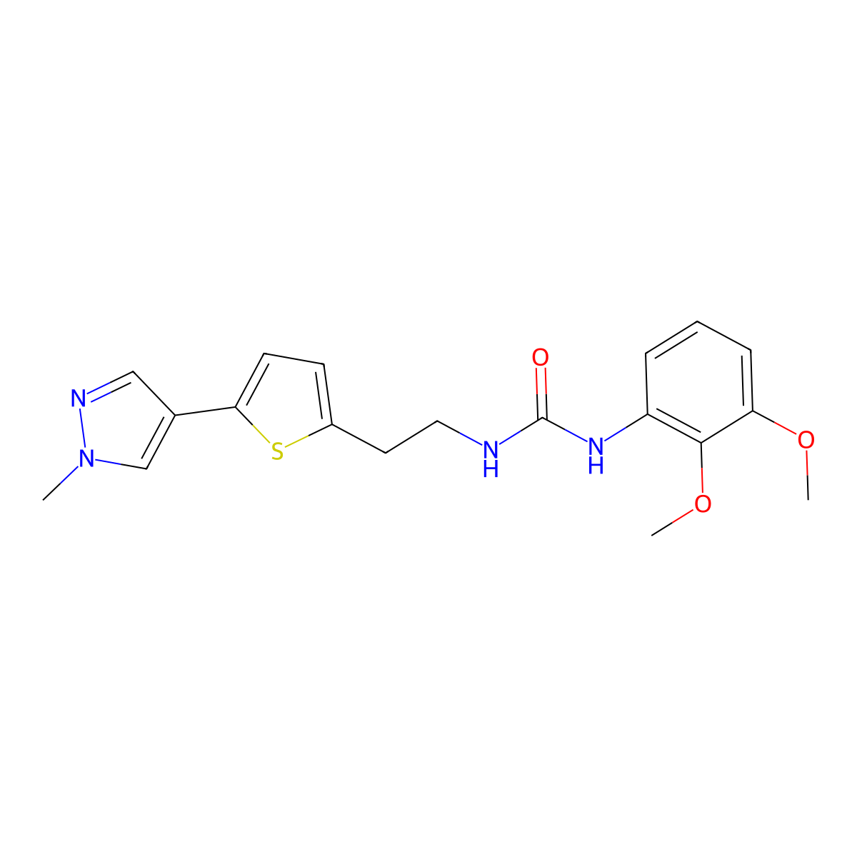 1-(2,3-dimethoxyphenyl)-3-{2-[5-(1-methyl-1H-pyrazol-4-yl)thiophen-2-yl]ethyl}urea molecular structure, CAS 2640821-97-0