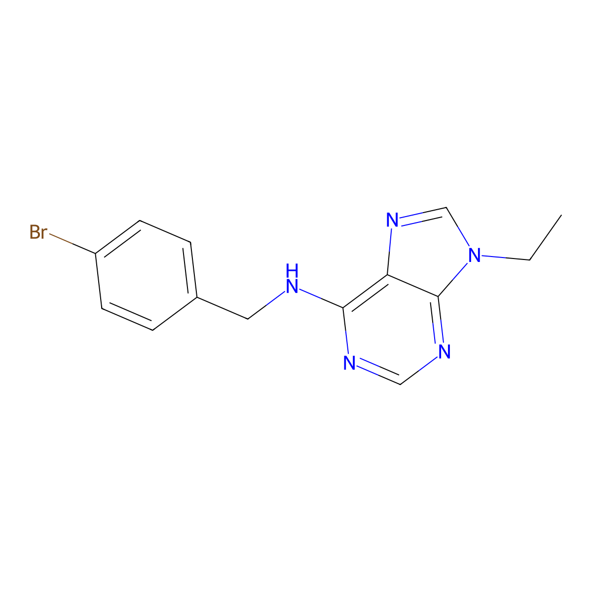 N-[(4-bromophenyl)methyl]-9-ethyl-9H-purin-6-amine molecular structure, CAS 2640822-00-8