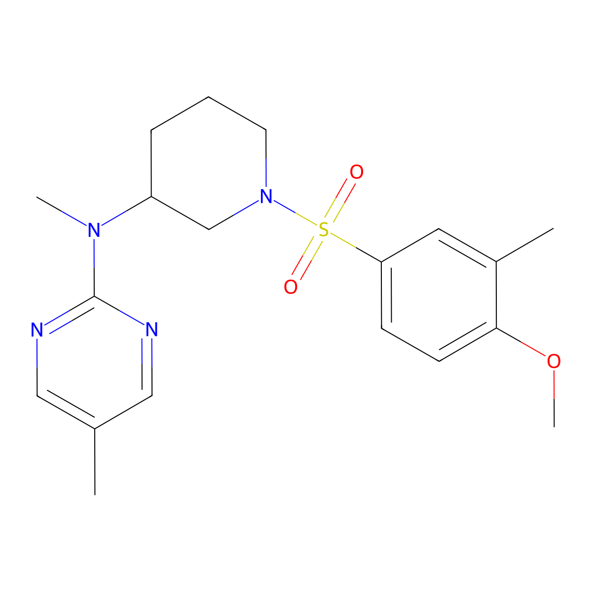 N-[1-(4-methoxy-3-methylbenzenesulfonyl)piperidin-3-yl]-N,5-dimethylpyrimidin-2-amine molecular structure, CAS 2640822-04-2