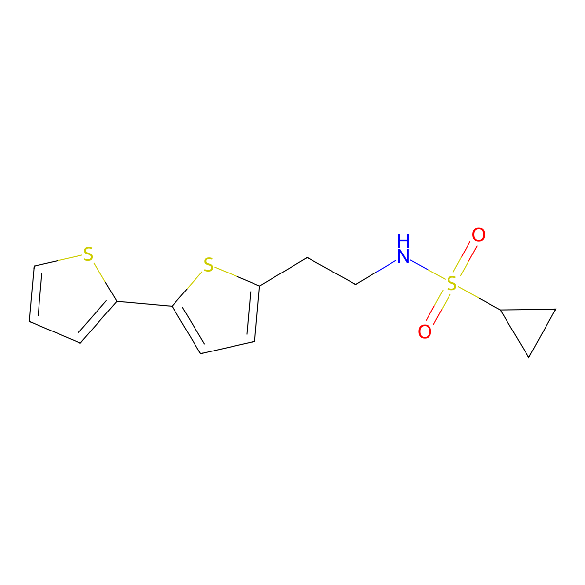N-(2-{[2,2'-bithiophene]-5-yl}ethyl)cyclopropanesulfonamide molecular structure, CAS 2640822-05-3