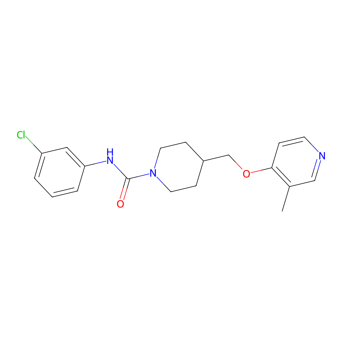 N-(3-chlorophenyl)-4-{[(3-methylpyridin-4-yl)oxy]methyl}piperidine-1-carboxamide molecular structure, CAS 2640822-08-6