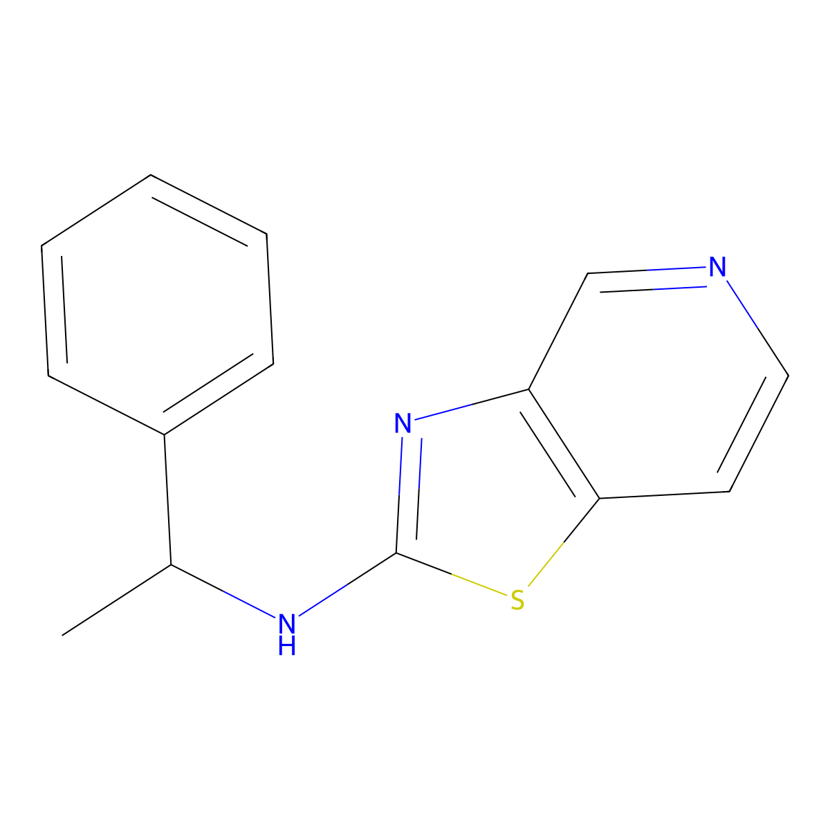 N-(1-phenylethyl)-[1,3]thiazolo[4,5-c]pyridin-2-amine molecular structure, CAS 2640822-10-0