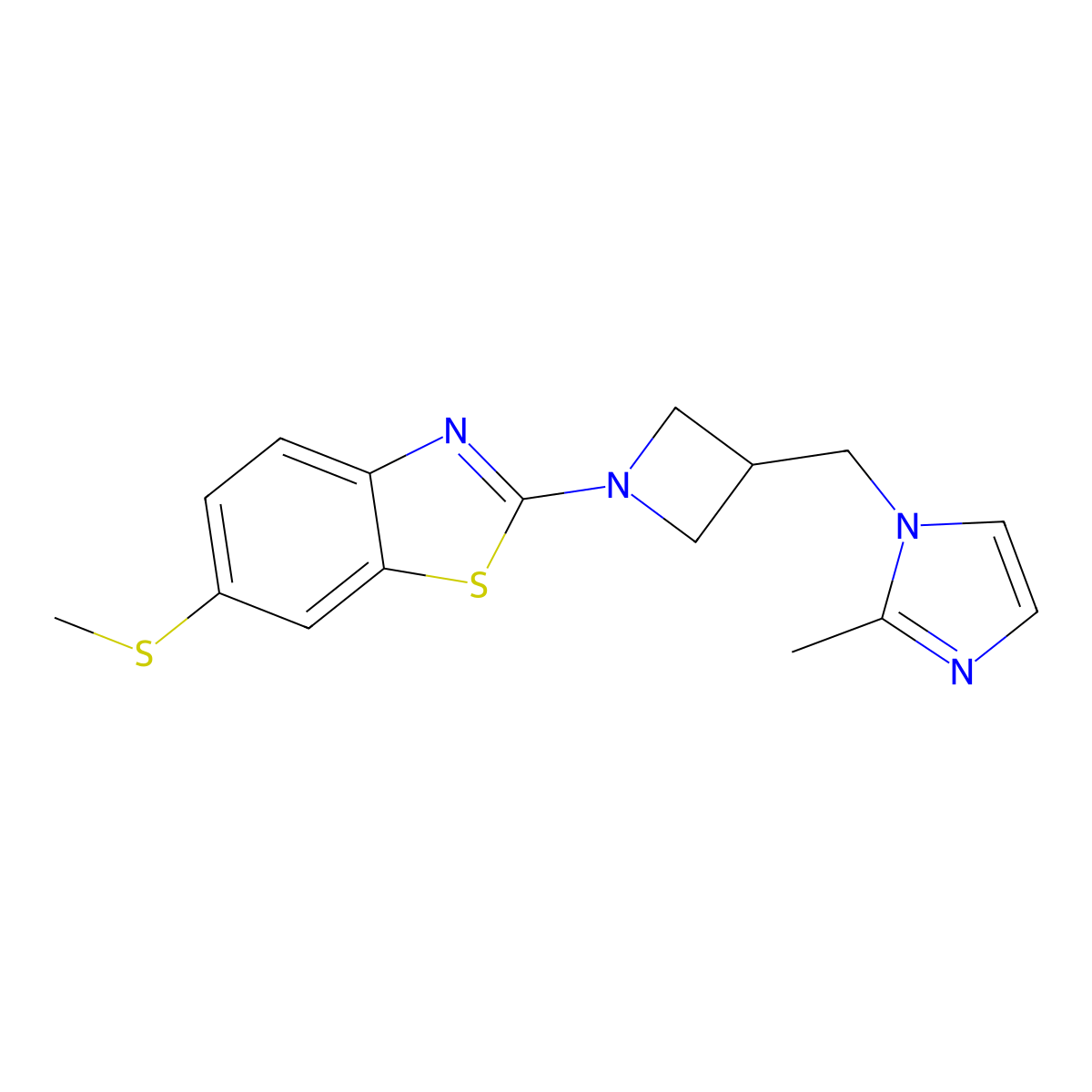 2-{3-[(2-methyl-1H-imidazol-1-yl)methyl]azetidin-1-yl}-6-(methylsulfanyl)-1,3-benzothiazole molecular structure, CAS 2640822-11-1