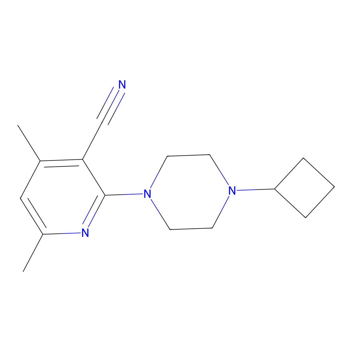 2-(4-Cyclobutylpiperazin-1-yl)-4,6-dimethylpyridine-3-carbonitrile molecular structure, CAS 2640822-12-2
