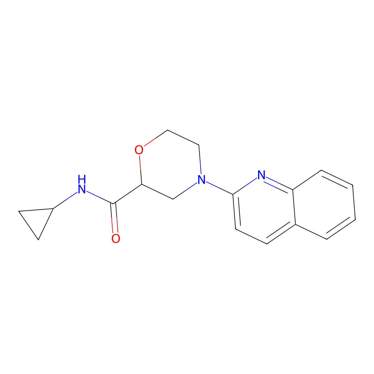 N-cyclopropyl-4-(quinolin-2-yl)morpholine-2-carboxamide molecular structure, CAS 2640822-13-3