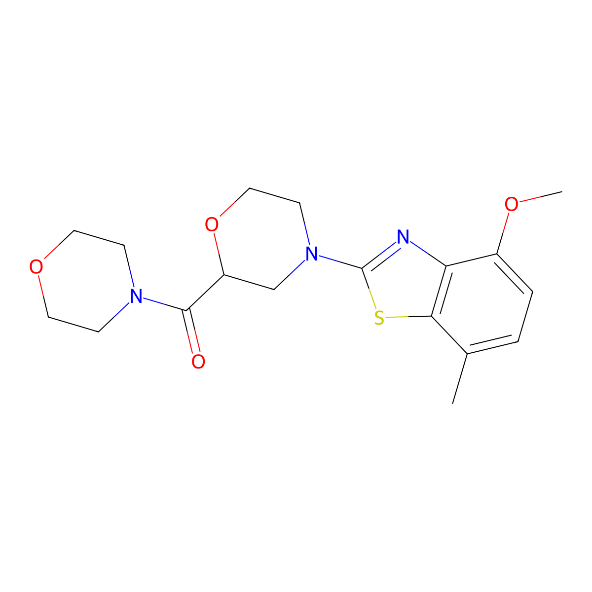 4-Methoxy-7-methyl-2-[2-(morpholine-4-carbonyl)morpholin-4-yl]-1,3-benzothiazole molecular structure, CAS 2640822-20-2