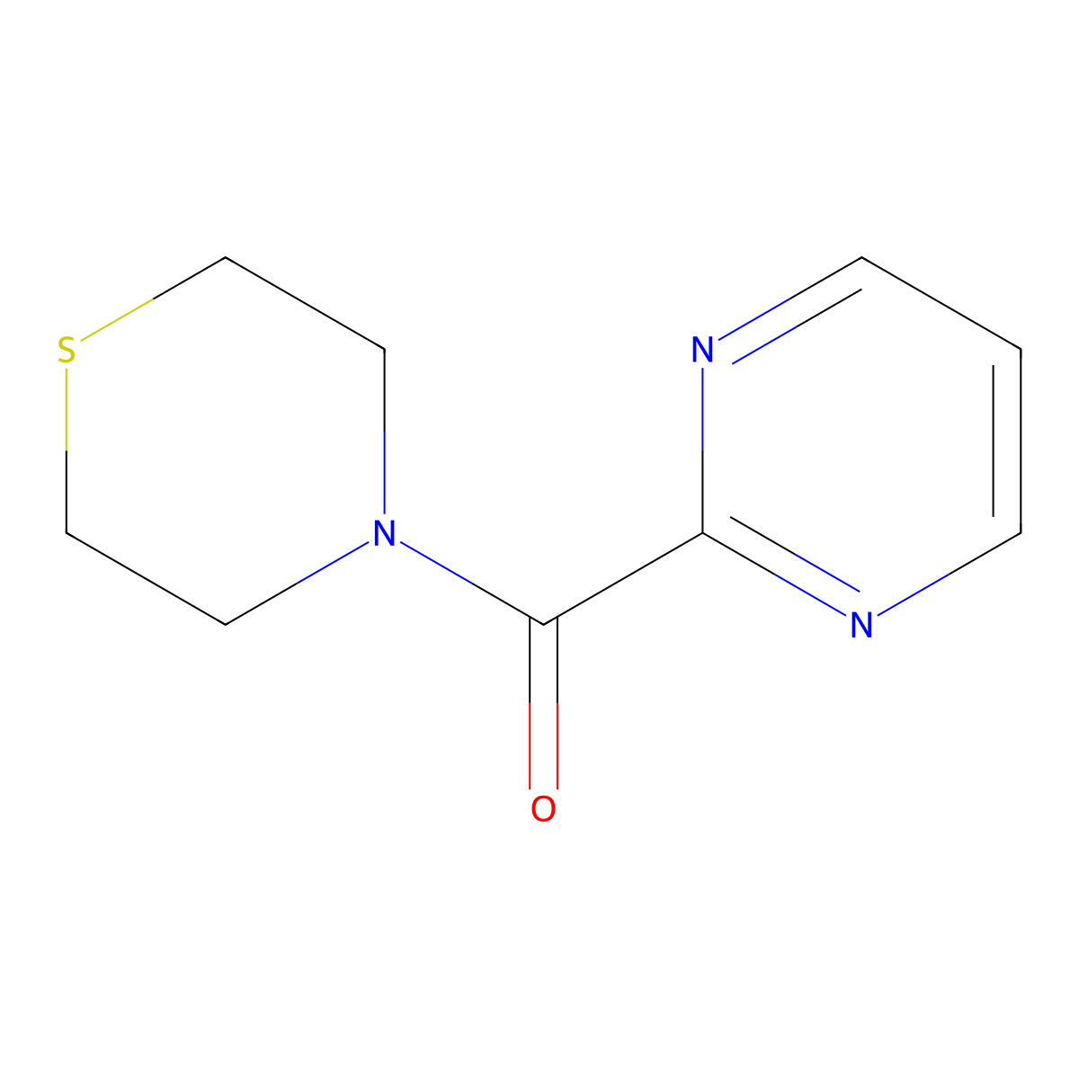 4-(Pyrimidine-2-carbonyl)thiomorpholine molecular structure, CAS 2640822-21-3