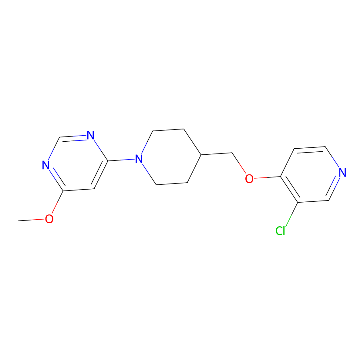 4-(4-{[(3-Chloropyridin-4-yl)oxy]methyl}piperidin-1-yl)-6-methoxypyrimidine molecular structure, CAS 2640822-22-4