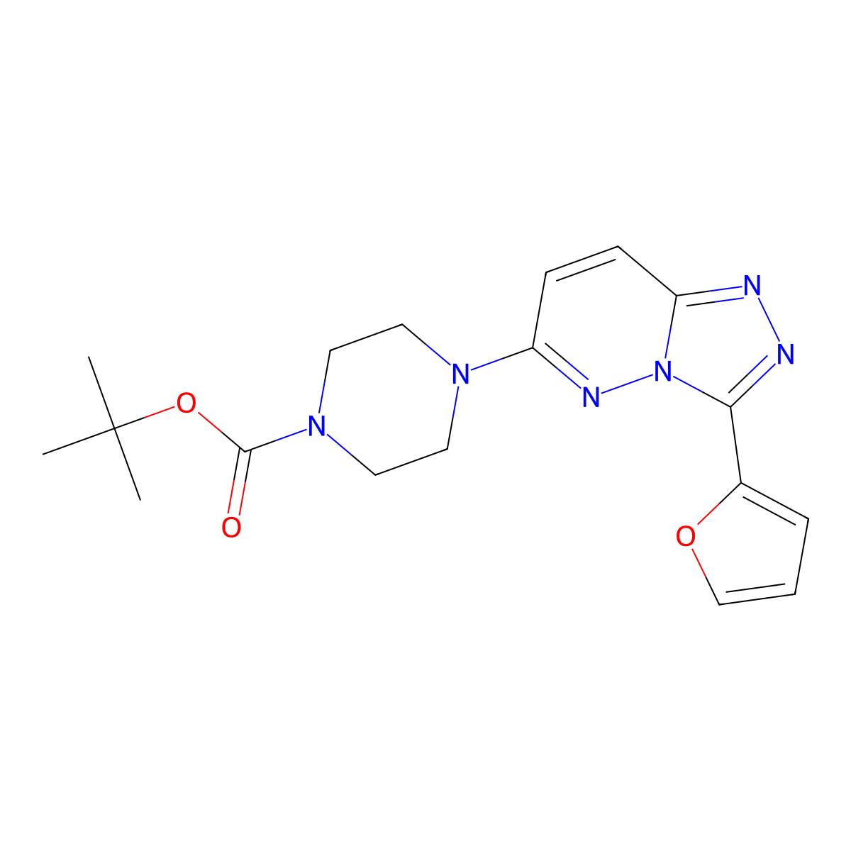 Tert-butyl 4-[3-(furan-2-yl)-[1,2,4]triazolo[4,3-b]pyridazin-6-yl]piperazine-1-carboxylate molecular structure, CAS 2640822-26-8