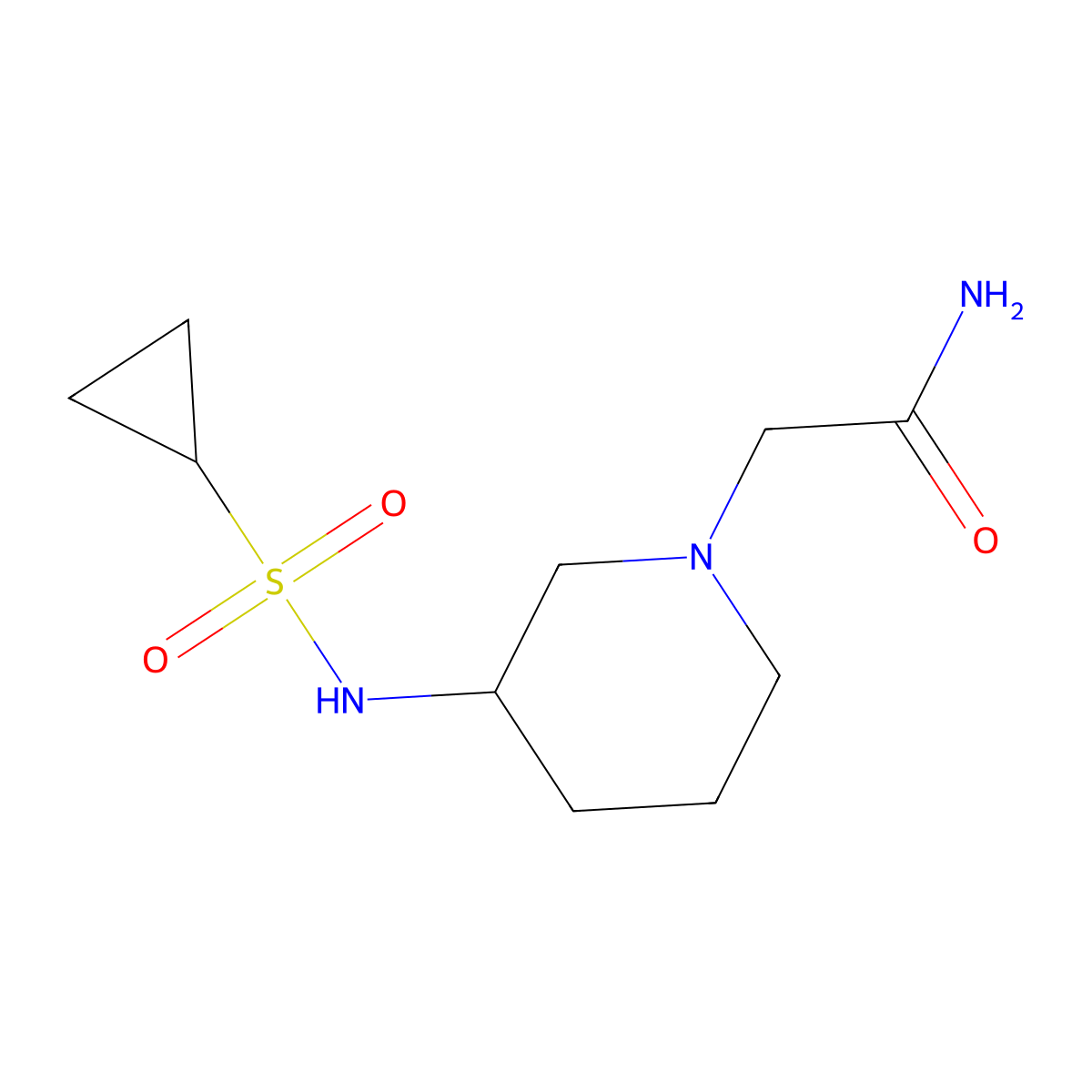 2-(3-Cyclopropanesulfonamidopiperidin-1-yl)acetamide molecular structure, CAS 2640822-28-0