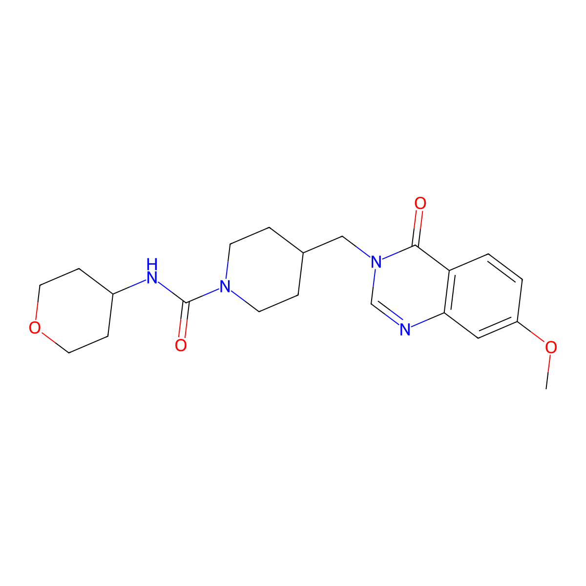4-[(7-methoxy-4-oxo-3,4-dihydroquinazolin-3-yl)methyl]-N-(oxan-4-yl)piperidine-1-carboxamide molecular structure, CAS 2640822-36-0