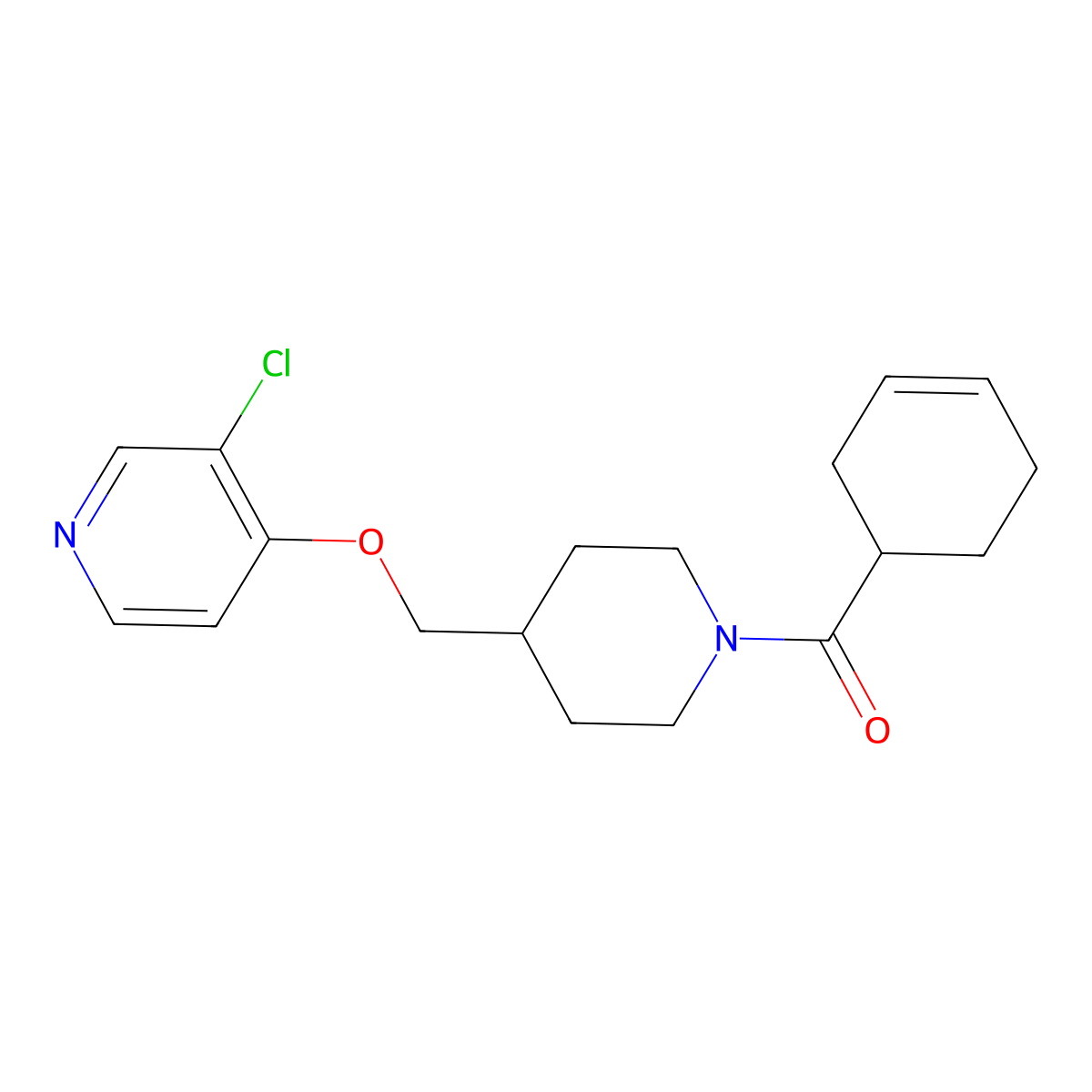 3-Chloro-4-{[1-(cyclohex-3-ene-1-carbonyl)piperidin-4-yl]methoxy}pyridine molecular structure, CAS 2640822-41-7