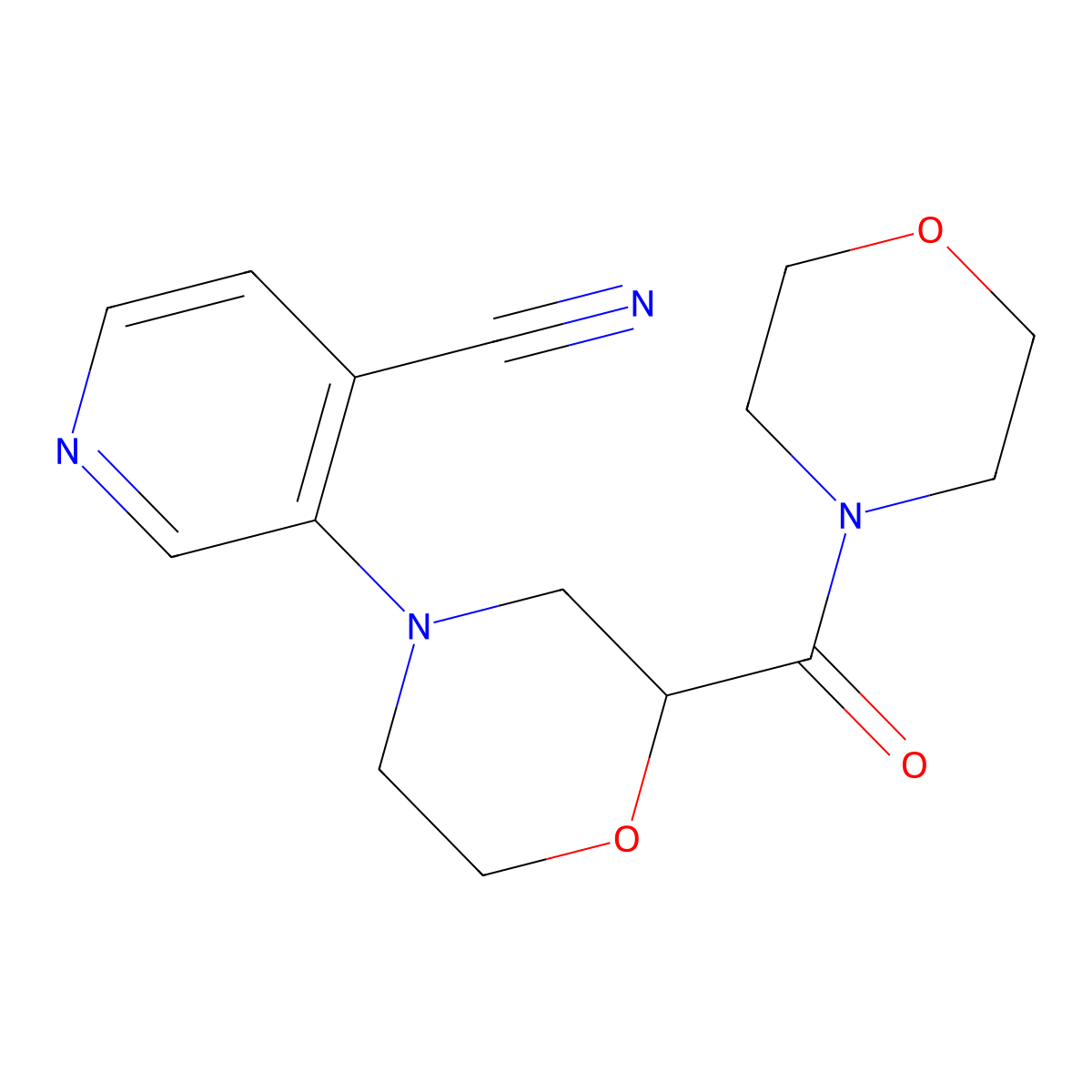 3-[2-(Morpholine-4-carbonyl)morpholin-4-yl]pyridine-4-carbonitrile molecular structure, CAS 2640822-42-8