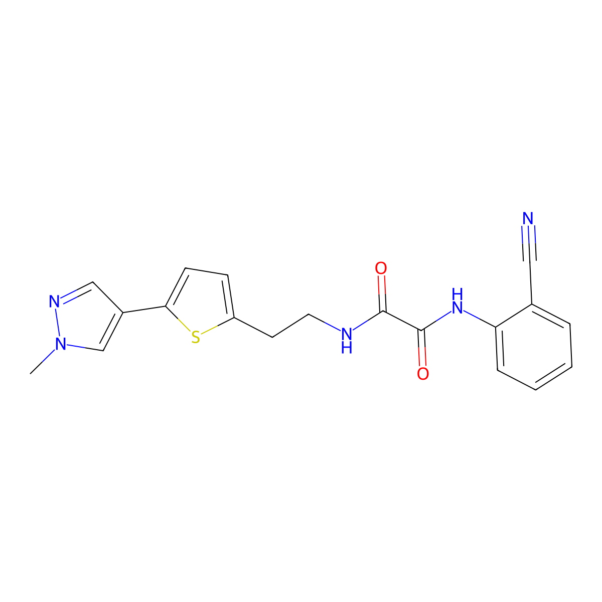 N'-(2-cyanophenyl)-N-{2-[5-(1-methyl-1H-pyrazol-4-yl)thiophen-2-yl]ethyl}ethanediamide molecular structure, CAS 2640822-46-2