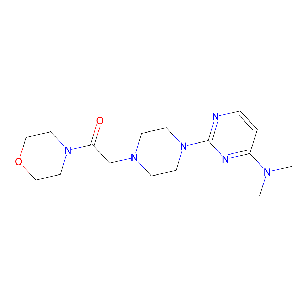 2-{4-[4-(Dimethylamino)pyrimidin-2-yl]piperazin-1-yl}-1-(morpholin-4-yl)ethan-1-one molecular structure, CAS 2640822-48-4