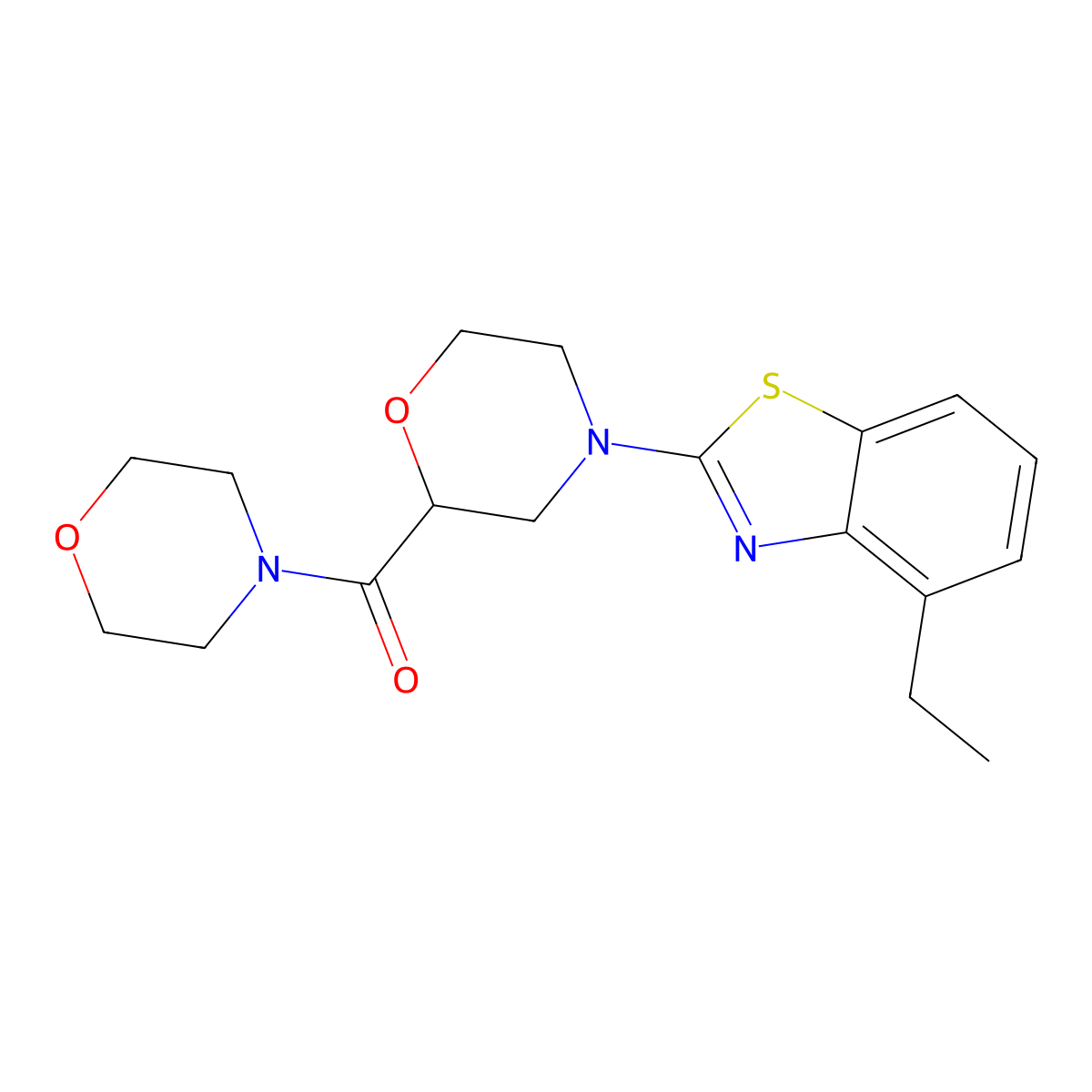 4-Ethyl-2-[2-(morpholine-4-carbonyl)morpholin-4-yl]-1,3-benzothiazole molecular structure, CAS 2640822-49-5