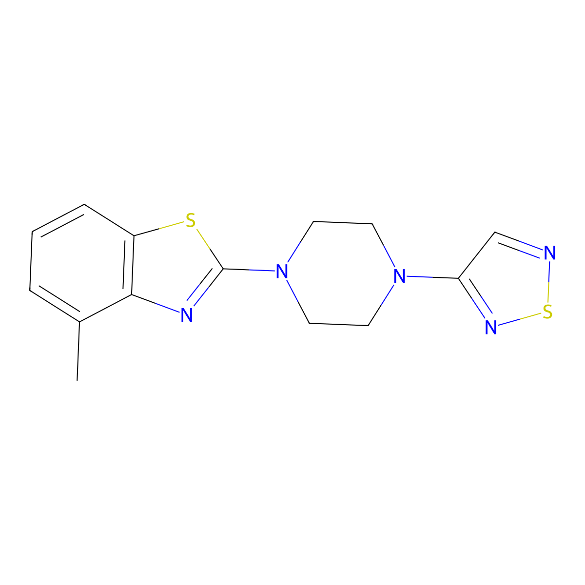 4-Methyl-2-[4-(1,2,5-thiadiazol-3-yl)piperazin-1-yl]-1,3-benzothiazole molecular structure, CAS 2640822-50-8